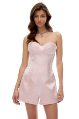 Deirdre Pink Corset Detail Satin Playsuit