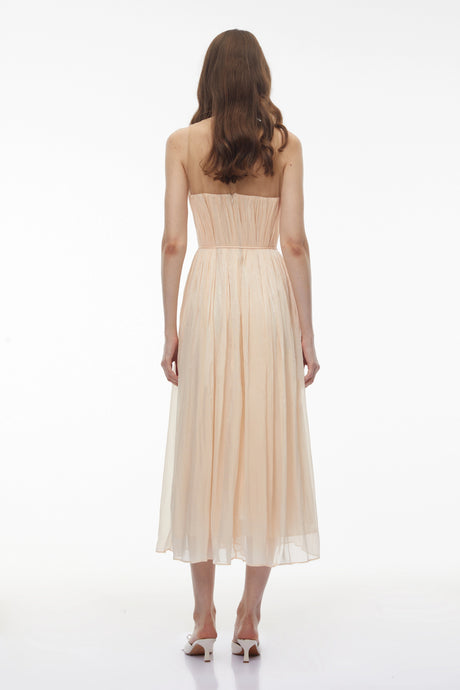 Tiziana Midi Dress Pink Embellishment Ruched