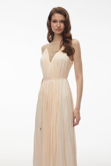 Tiziana Midi Dress Pink Embellishment Ruched