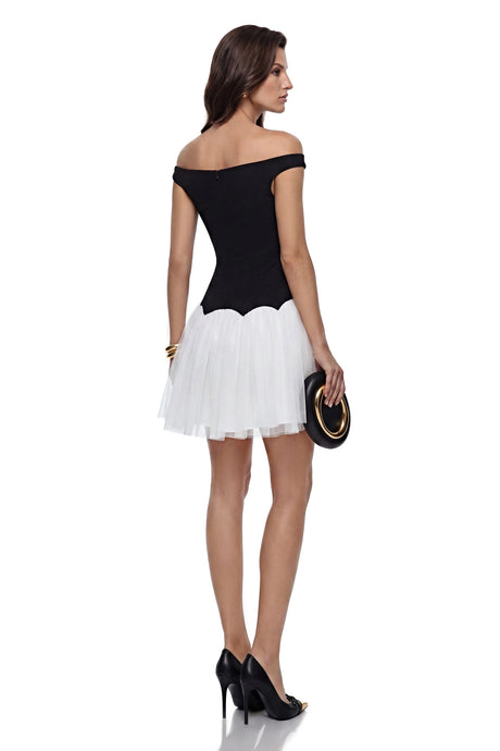 Teresa Mini Dress Black Color Block Pleated