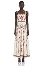 Delilah Cream Floral Print Midi Dress with Spaghetti Straps