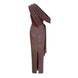 Delphine ribbondesign corset maxi dress in Brown