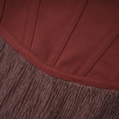 Delphine ribbondesign corset maxi dress in Brown