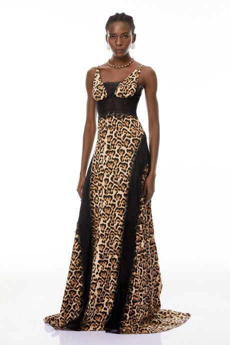 Aubrey Maxi Dress Brown Leopard Print