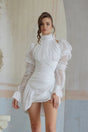 Déotille White Asymmetrical Ruched Mini Dress