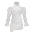Déotille White Asymmetrical Ruched Mini Dress