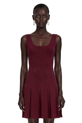 Diane Burgundy Beading Embellished Ruffled Mini Dress