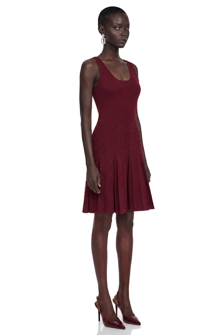 Filippa Mini Dress Burgundy Beading Embellished Ruffled