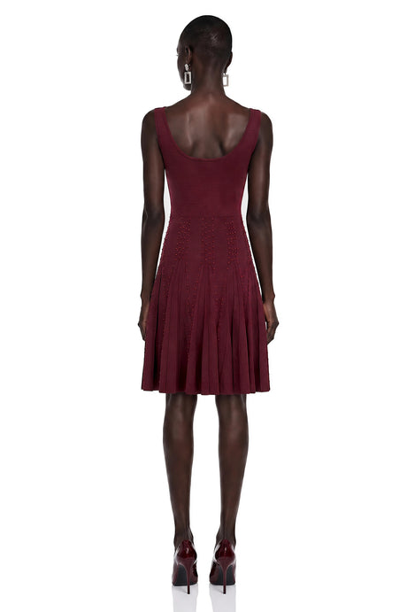 Filippa Mini Dress Burgundy Beading Embellished Ruffled