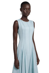 Dilek Light Blue Sleeveless Pleated Maxi Dress