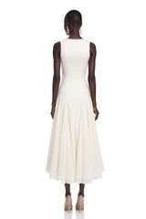Dilek White Sleeveless Pleated Maxi Dress