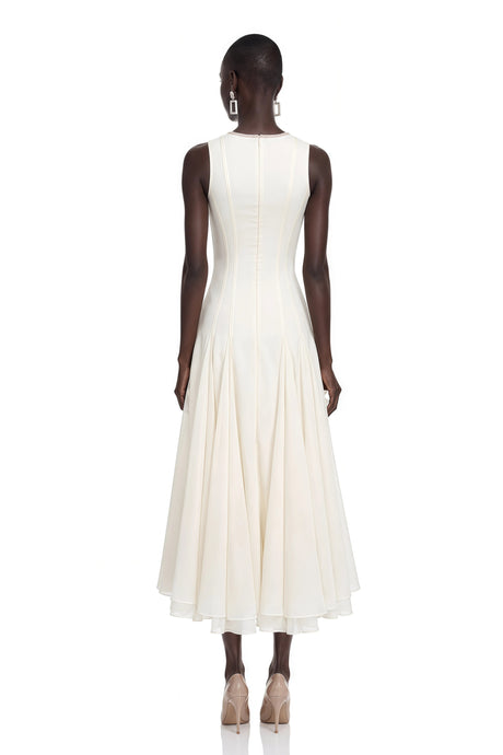 Blair Maxi Dress White Sleeveless Pleated