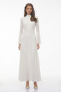 Ditheto White Mock Neck Floral Lace Maxi Dress