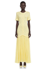 Dorothy Yellow Rhinestone Pleated Maxi Dress