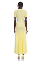 Dorothy Yellow Rhinestone Pleated Maxi Dress