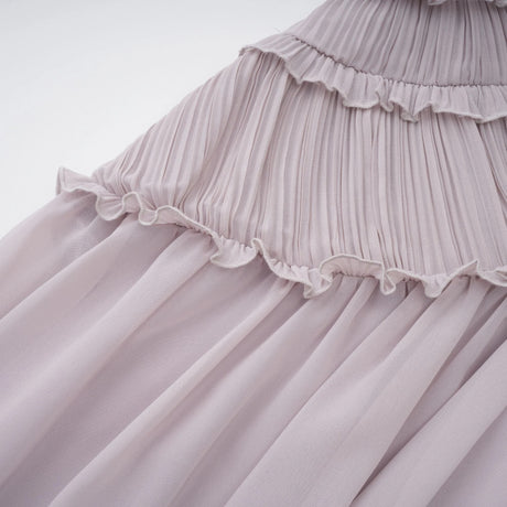 Doux Purple Ruffled Trim Pleated Mini Dress