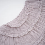Doux Purple Ruffled Trim Pleated Mini Dress