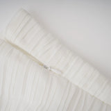 Doux White Ruffled Trim Pleated Midi Dress