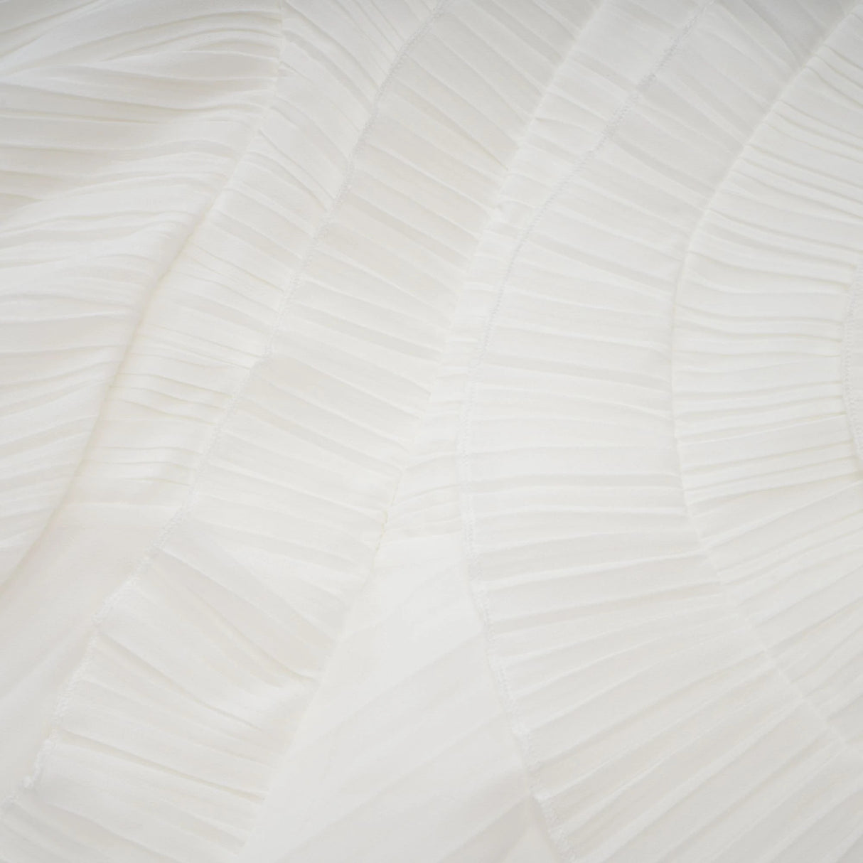 Doux White Ruffled Trim Pleated Midi Dress
