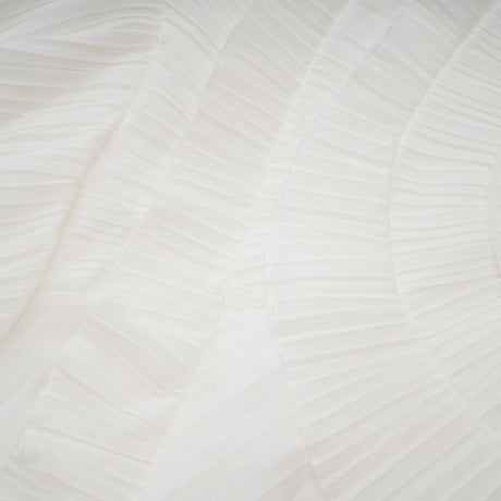Doux White Ruffled Trim Pleated Midi Dress