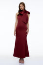 Drusilla Burgundy Halterneck Maxi Dress with Bow