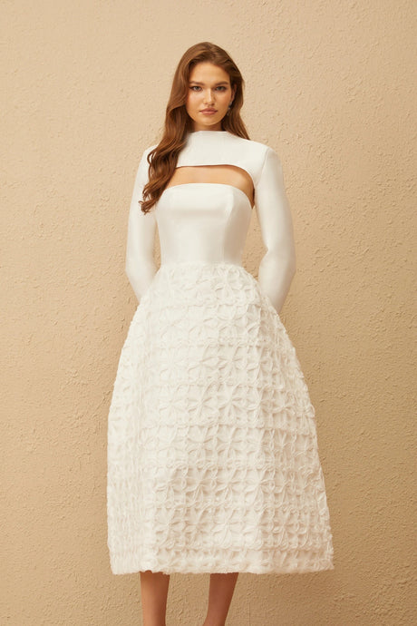Lavinia Dress White Floral Jacquard Shawl & Set