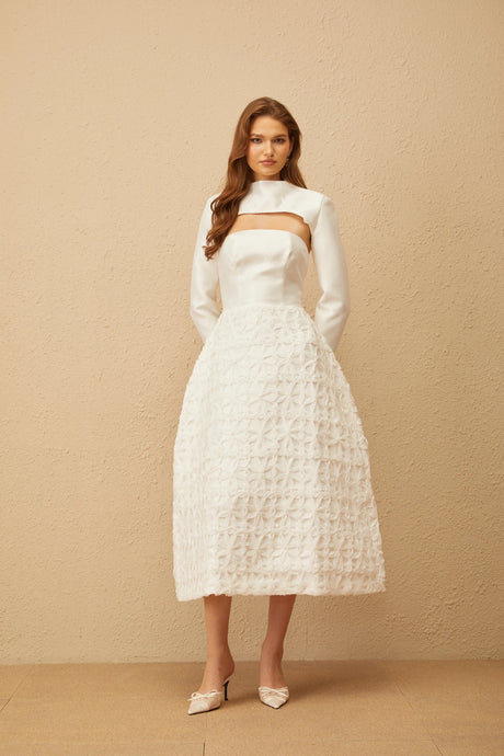 Lavinia Dress White Floral Jacquard Shawl & Set