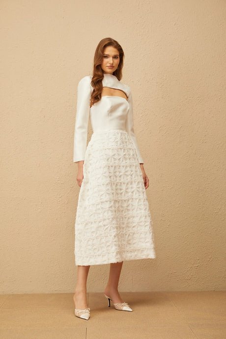 Lavinia Dress White Floral Jacquard Shawl & Set