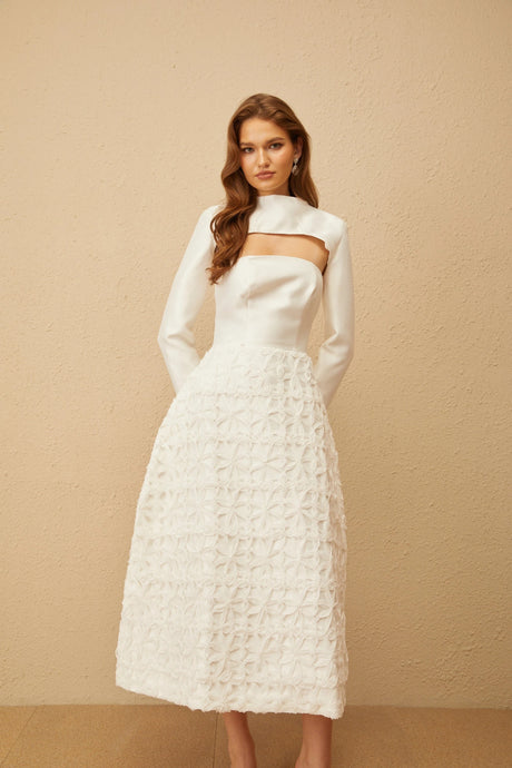 Lavinia Dress White Floral Jacquard Shawl & Set