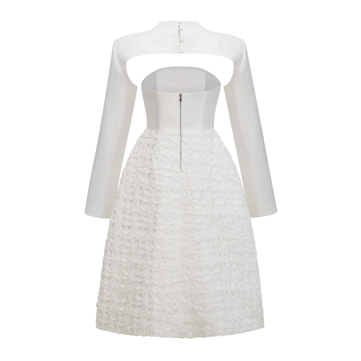 Dulcie White Floral Jacquard Shawl  Dress Set