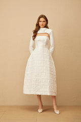 Dulcie White Floral Jacquard Shawl  Dress Set