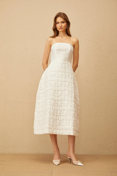 Lavinia Dress White Floral Jacquard Shawl & Set