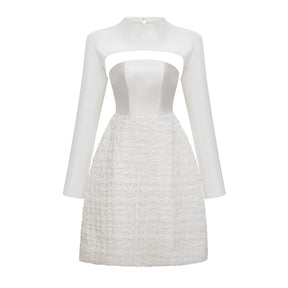 Dulcie White Floral Jacquard Shawl  Dress Set