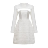 Dulcie White Floral Jacquard Shawl  Dress Set