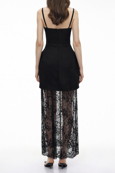 Savannah Mini Dress Black Semi-Sheer Lace