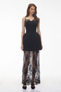 Dulcineia Black SemiSheer Lace Mini Dress
