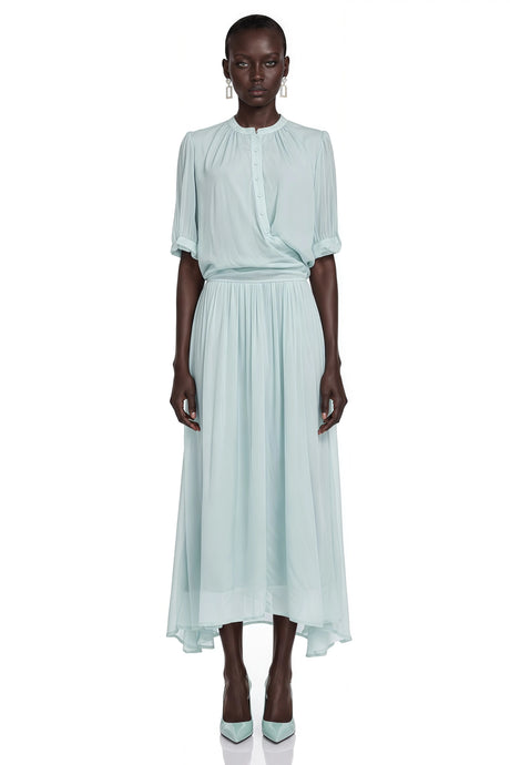 Allison Maxi Dress Light Mint Asymmetrical Pleated