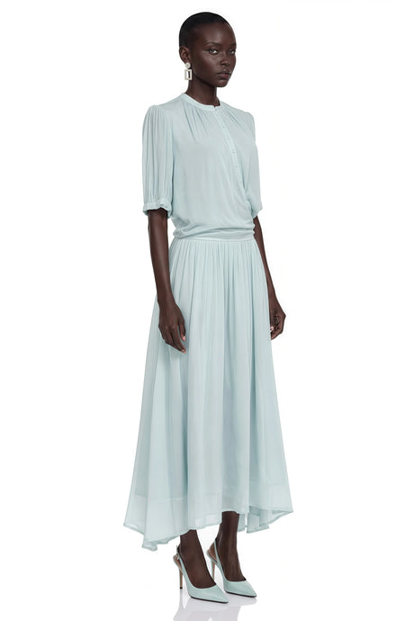 Allison Maxi Dress Light Mint Asymmetrical Pleated