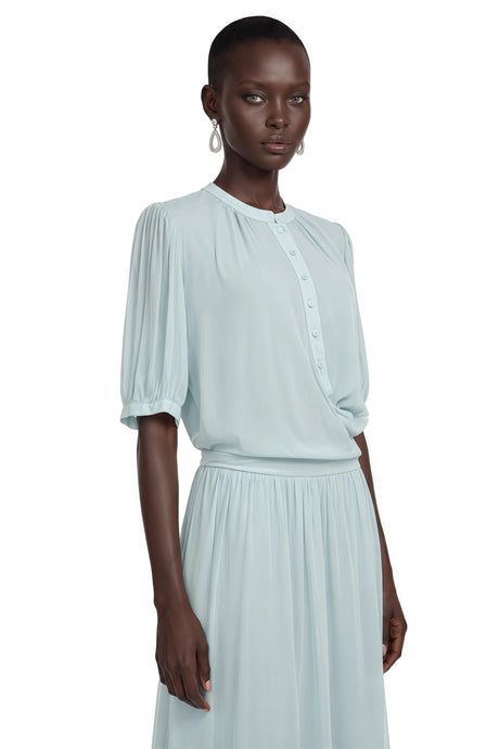 Allison Maxi Dress Light Mint Asymmetrical Pleated