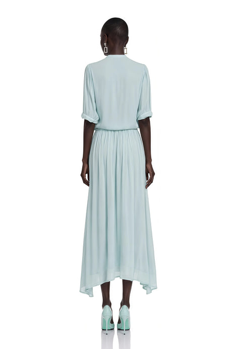 Allison Maxi Dress Light Mint Asymmetrical Pleated