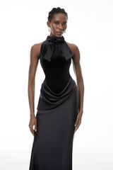 Ecaterina Black Bow Detail Corset Top  Skirt Set