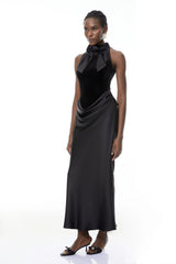 Ecaterina Black Bow Detail Corset Top  Skirt Set