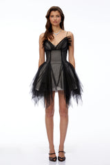 Echo Black Sweetheart Ruffled Mini Dress