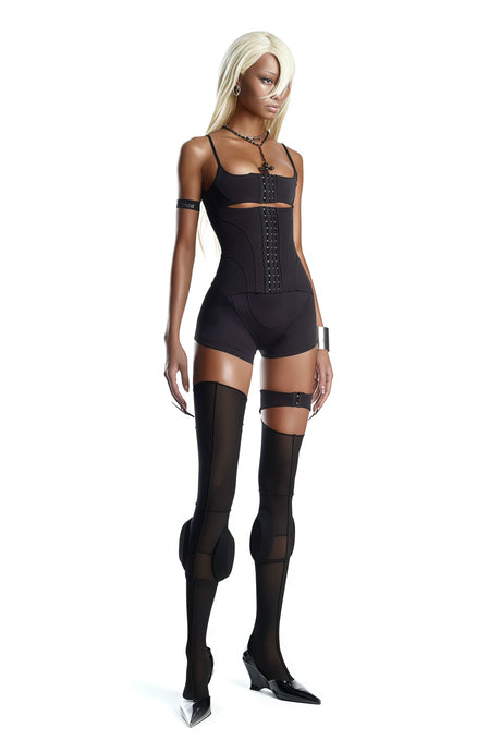 Paola Black Hollow Detail Playsuit