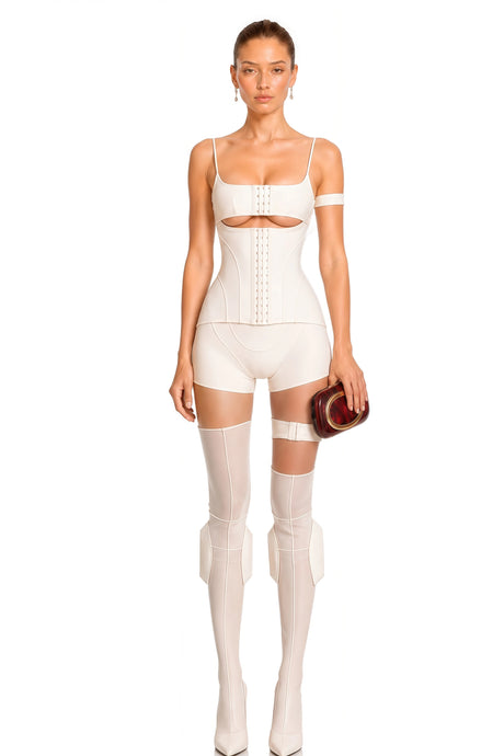 Hannah White Hollow Detail Playsuit