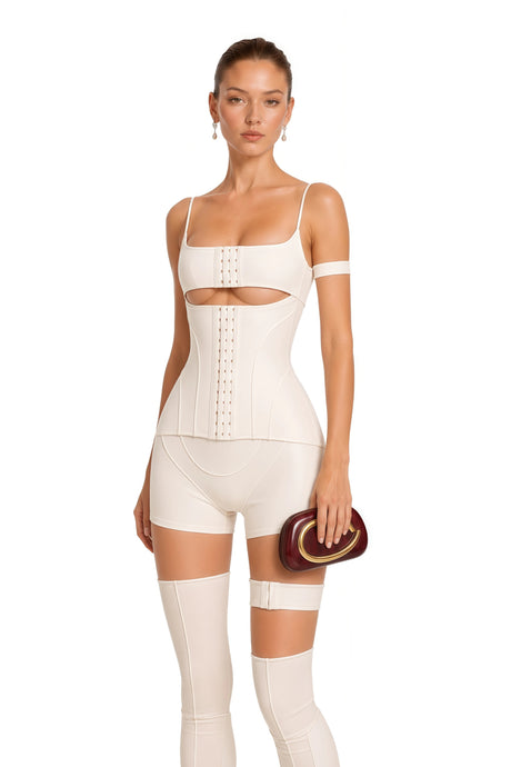 Hannah White Hollow Detail Playsuit