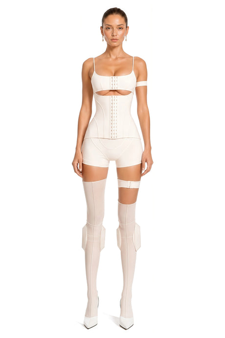 Hannah White Hollow Detail Playsuit