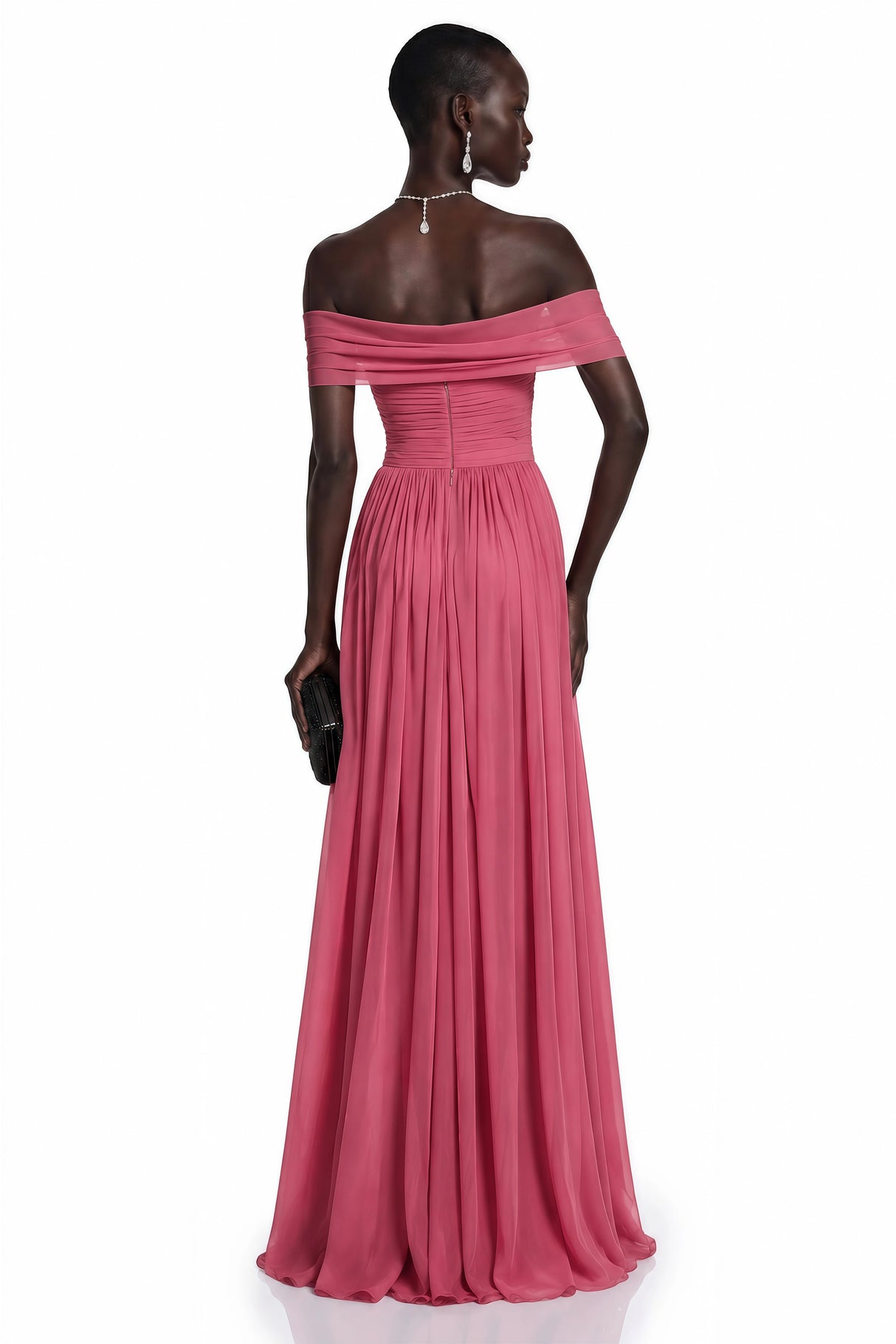 Ecrin Pink Off Shoulder Cross Front Maxi Dress