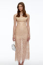Edith Neutral Floral Lace Midi Dress