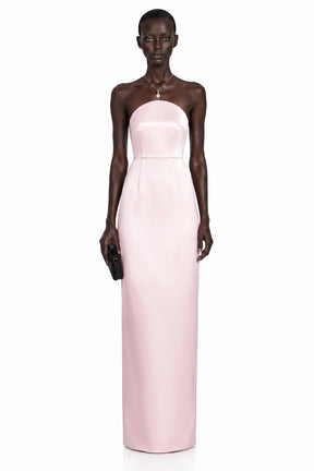 Efsun Pink Off Shoulder Satin Maxi Dress